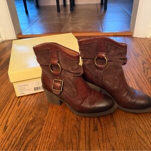 Lucky Brand Dark Brown Leather Ankle Booties
